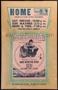 6p378 GONE WITH THE WIND local theater WC R61 art of Clark Gable & Vivien Leigh over Atlanta!