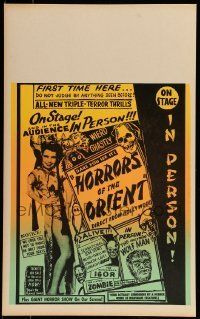 6p390 HORRORS OF THE ORIENT Spook Show WC '60s Wolfman & Hunchback on stage in person, cool!