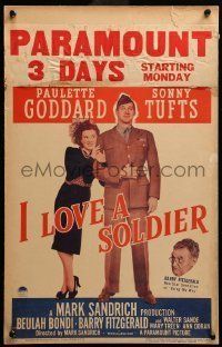 6p393 I LOVE A SOLDIER WC '44 Sonny Tufts in uniform holds Paulette Goddard, Barry Fitzgerald!