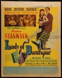 6p408 LADY OF BURLESQUE WC '43 art of sexy Barbara Stanwyck as Gypsy Rose Lee-like stripper!