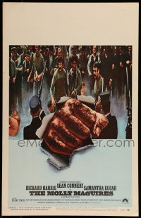 6p440 MOLLY MAGUIRES WC '70 Sean Connery, image of coal miner fist punching through poster!
