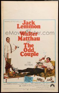6p449 ODD COUPLE WC '68 art of best friends Walter Matthau & Jack Lemmon by Robert McGinnis!