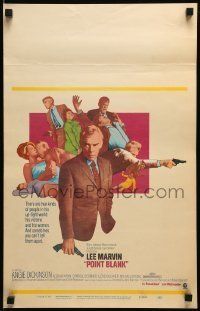 6p466 POINT BLANK WC '67 cool art of Lee Marvin, Angie Dickinson, John Boorman film noir!