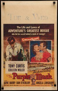 6p473 PURPLE MASK WC '55 art of masked avenger Tony Curtis & with pretty Colleen Miller!
