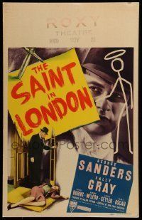 6p482 SAINT IN LONDON WC '39 George Sanders in the title role by classic caricature art, rare!