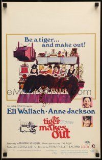 6p518 TIGER MAKES OUT WC '67 wacky different art of Eli Wallach & cast by Donald Silverstein!
