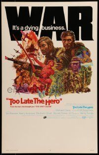 6p519 TOO LATE THE HERO WC '70 Robert Aldrich, cool art of Michael Caine & Cliff Robertson, WWII!