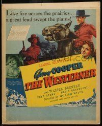 6p538 WESTERNER WC '40 Gary Cooper, Walter Brennan, a great feud swept the plains like fire!