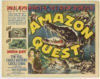 6r021 AMAZON QUEST TC '49 Tom Neal in a frightening jungle manhunt, great crocodile art!