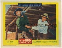 6r391 BIG COUNTRY LC #4 '58 great close up of Gregory Peck punching Chuck Connors!