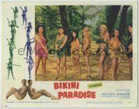 6r394 BIKINI PARADISE LC #7 '67 great image of sexy island virgin babes lined up with spears!