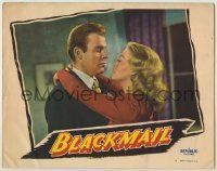 6r399 BLACKMAIL LC #7 '47 best romantic close up of William Marshall & sexy Adele Mara!