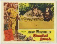 6r435 CANNIBAL ATTACK LC '54 c/u of soaking wet Johnny Weissmuller with cute chimpanzee!