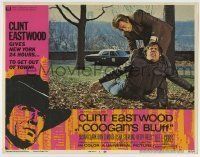 6r463 COOGAN'S BLUFF LC #5 '68 close up of Clint Eastwood subduing Don Stroud in the park!