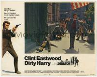 6r506 DIRTY HARRY LC #8 '71 Clint Eastwood walking on street with pistol & shotgun, Don Siegel!