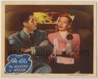 6r694 MATING OF MILLIE LC #3 '47 c/u of Glenn Ford listening to Evelyn Keyes while riding in car!
