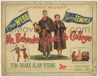 6r190 MR. BELVEDERE GOES TO COLLEGE TC '49 art of Shirley Temple & wacky Clifton Webb in fur coat!