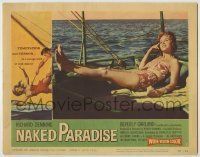 6r730 NAKED PARADISE LC #5 '57 sexy Beverly Garland in two-piece bathing suit sunning on boat!