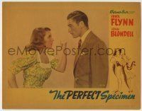 6r760 PERFECT SPECIMEN LC '37 great c/u of sexy Joan Blondell threatening Errol Flynn w/ her fist!