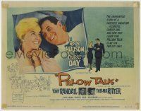 6r213 PILLOW TALK TC '59 romantic close up of Rock Hudson & Doris Day smiling really big!