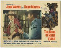 6r823 SONS OF KATIE ELDER LC #5 '65 Dean Martin threatens John Wayne with big knife behind bars!