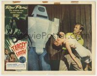 6r853 TARGET EARTH LC '54 Richard Denning saves unconscious Kathleen Crowley from funky robot!