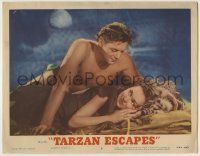 6r855 TARZAN ESCAPES LC #6 R54 best close up of Johnny Weissmuller laying with Maureen O'Sullivan!