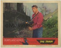 6r898 TRAIN LC #8 '65 great close up of Burt Lancaster with machine gun by railroad, Frankenheimer