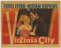 6r926 VIRGINIA CITY LC '40 romantic c/u of Miriam Hopkins & Errol Flynn, Michael Curtiz western!