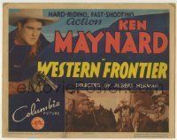 6r333 WESTERN FRONTIER TC '35 close up of Ken Maynard with gun, hard-riding, fast-shooting action!