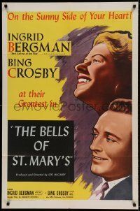 6t091 BELLS OF ST. MARY'S 1sh R57 Ingrid Bergman & Bing Crosby, on the sunny side of your heart!