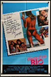 6t115 BLAME IT ON RIO 1sh '84 Demi Moore, Michael Caine, super sexy postcard image!