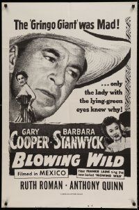 6t129 BLOWING WILD military 1sh R50s Gary Cooper, Barbara Stanwyck, cool different artwork!