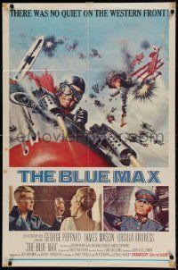 6t131 BLUE MAX 1sh '66 Frank McCarthy art of WWI fighter pilot George Peppard in airplane!