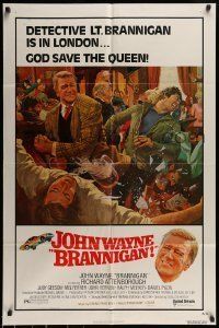 6t138 BRANNIGAN 1sh '75 Douglas Hickox, great McGinnis art of fighting John Wayne in England!