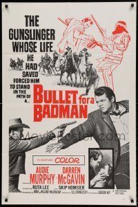 6t149 BULLET FOR A BADMAN military 1sh '64 Audie Murphy is framed for murder by Darren McGavin!