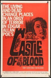 6t161 CASTLE OF BLOOD 1sh '64 Edgar Allan Poe, the living and dead in an orgy of terror!