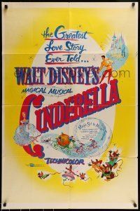 6t173 CINDERELLA 1sh R57 Disney's classic musical cartoon, the greatest love story ever told!