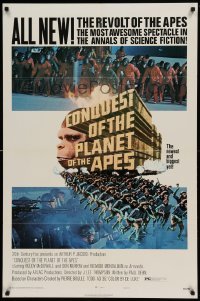 6t188 CONQUEST OF THE PLANET OF THE APES style B 1sh '72 Roddy McDowall, apes are revolting!