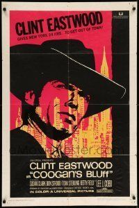 6t191 COOGAN'S BLUFF 1sh '68 art of Clint Eastwood in New York City, directed by Don Siegel!