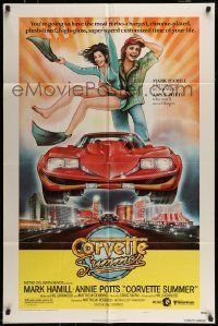 6t194 CORVETTE SUMMER style A 1sh '78 art of Mark Hamill & sexy Annie Potts on custom Corvette!