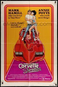6t195 CORVETTE SUMMER style B 1sh '78 art of Mark Hamill & sexy Annie Potts on custom Corvette!