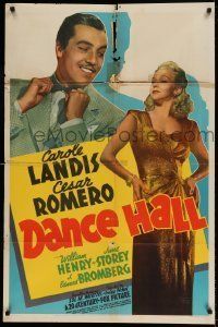 6t208 DANCE HALL 1sh '41 Irving Pichel directed, pretty Carol Landis & Cesar Romero!