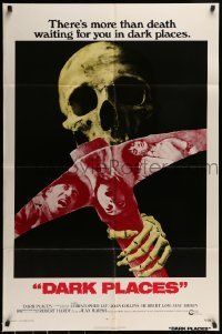 6t210 DARK PLACES 1sh '74 cool image of skull & pick, there's more than death waiting for you!
