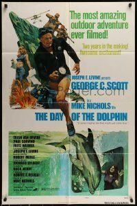 6t215 DAY OF THE DOLPHIN style D 1sh '73 George C. Scott, Mike Nichols, dolphin assassin!