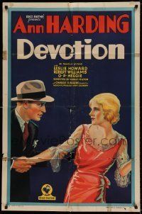 6t238 DEVOTION style B 1sh '31 Ann Harding disguises herself to become Leslie Howard's son's nanny!