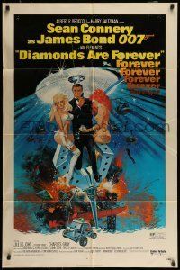6t239 DIAMONDS ARE FOREVER 1sh '71 art of Sean Connery as James Bond 007 by Robert McGinnis!