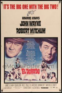 6t261 EL DORADO 1sh '66 John Wayne, Robert Mitchum, Howard Hawks, big one with the big two!