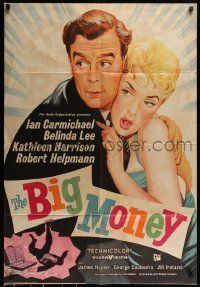 6t106 BIG MONEY English 1sh '58 great artwork of Ian Carmichael & sexy Belinda Lee!