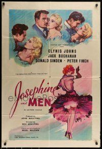 6t459 JOSEPHINE & MEN English 1sh '55 sexiest Glynis Johns, Jack Buchanan, young Peter Finch!